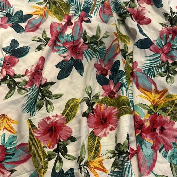 Speed Control High Low Dress with Pink and Green Floral Design - Picture 3 of 5